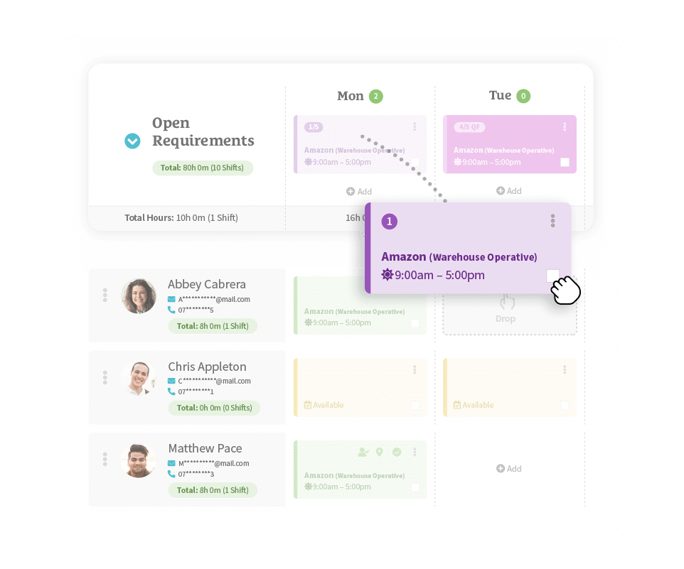 <h2><span class="gradient">Drag, Drop and Filter</span> Shifts with Ease</h2>
